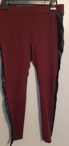 Legginings with Leather Strip Medium